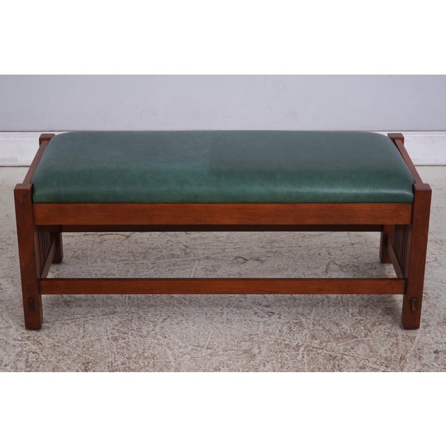 Age: c2002 Details: #718 Finish Arts & Crafts Style Spindle Sides High Quality Construction Nice Tooled Leather Stretcher...