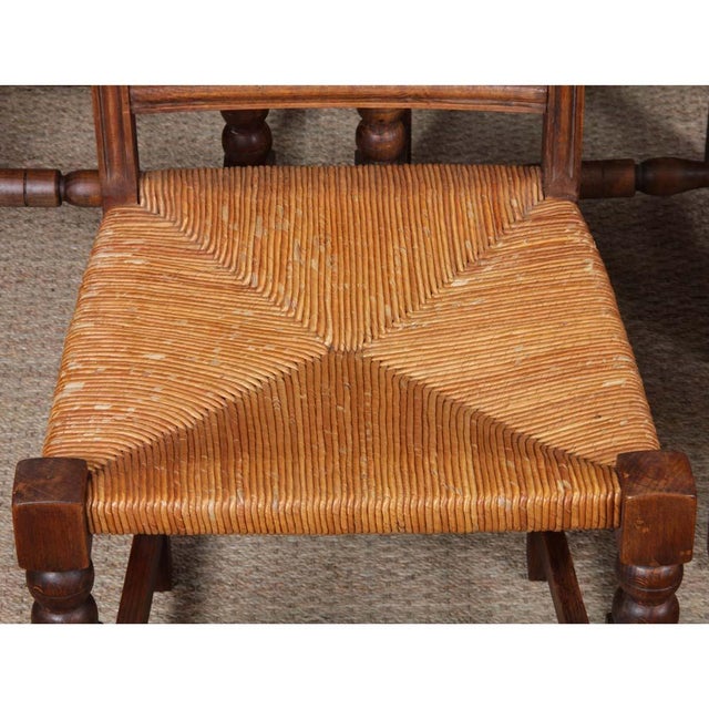 1940s Vintage Wood Straw-Seated Chairs, 1940, Set of 8 For Sale - Image 5 of 15