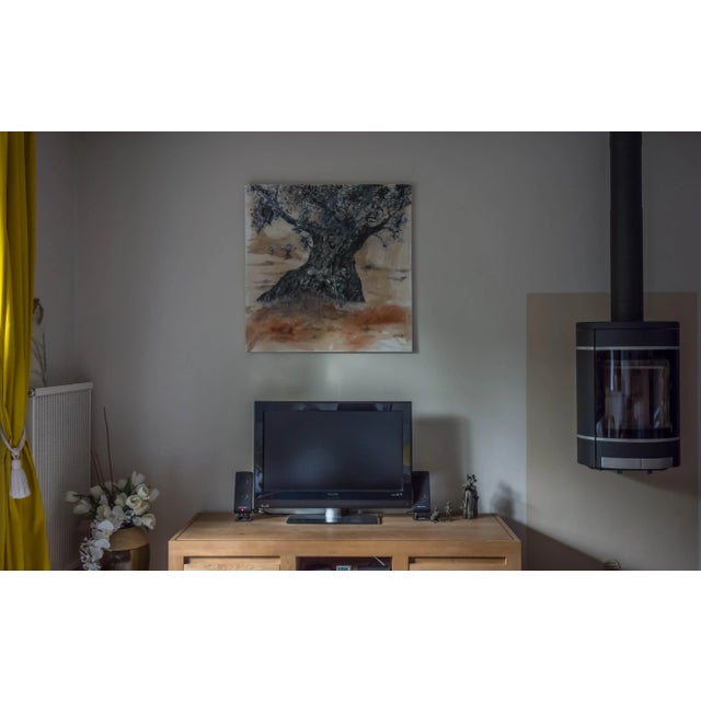 Jean-Pierre Brissart Centenary olive tree, 2017 Paint, ink, charcoal 80 x 80 x 3 cm Artwork sold with invoice of the...