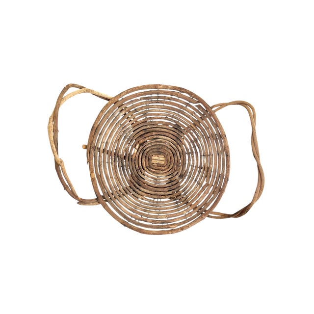 Vintage French Folk Art Adirondack Style Grapevine Gathering Basket With Double Handles, Mid-Century Rustic Market Basket 24” Wide For Sale - Image 4 of 18