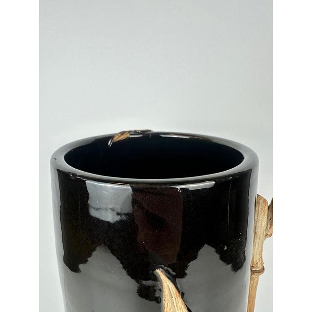1970s Vintage Vase with Bamboo Relief in Ceramic, 1970s For Sale - Image 5 of 10