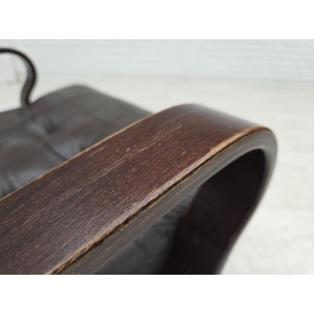 Scandinavian Swivel Armchair in Patchwork Leather, 1970s For Sale - Image 11 of 18