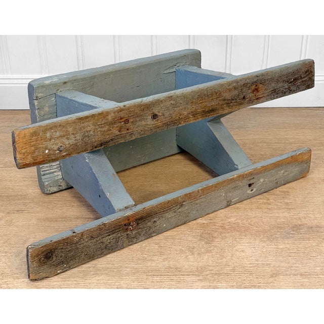 Antique Primitive Farmhouse Gray Slat Bottom Milking Stool For Sale - Image 9 of 9