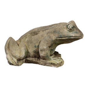 Late 20th Century American Giant Stone Frog with Patina, Originally Used as a Fountain
