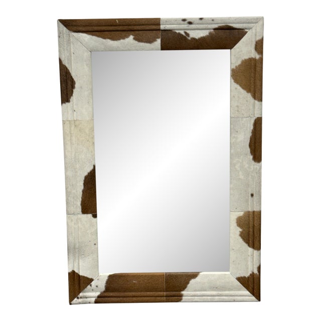 Made Goods Charles Brown + White Hide Framed Mirror For Sale