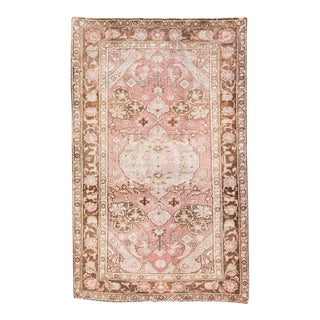 Vintage Persian Hamadan Pink Handmade Medallion Wool Rug For Sale