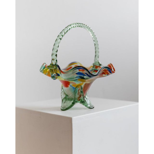 Vintage Murano Glass Handle Bowl, Italy, 1970s For Sale - Image 4 of 12