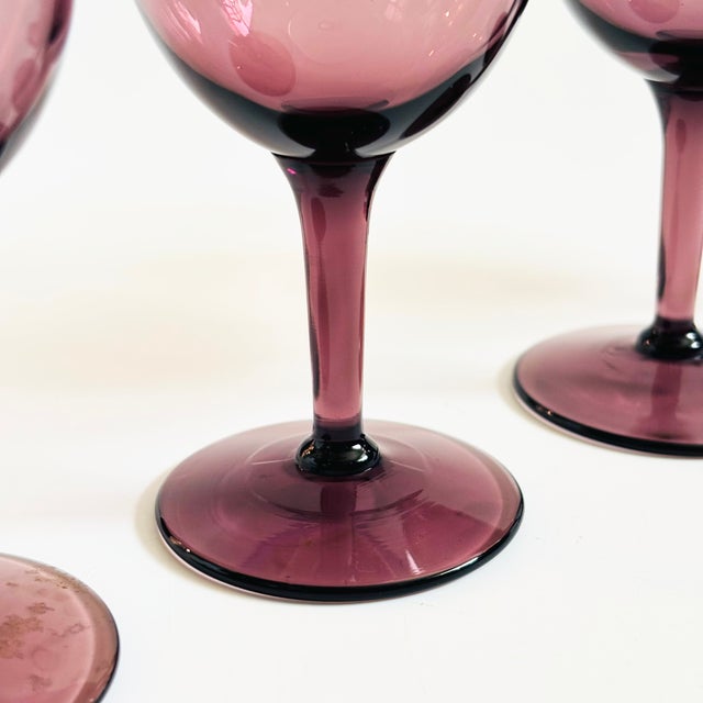 Vintage Purple Wine Glasses - Set of 4 For Sale In San Francisco - Image 6 of 7