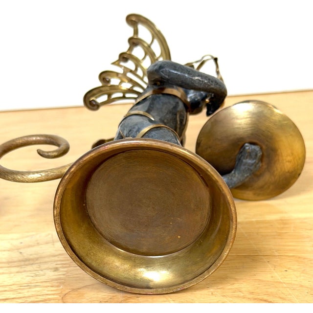 Black Pair Belle Époque Style Winged Monkey Masquerade Tragedy & Comedy Chambersticks For Sale - Image 8 of 17