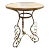 Scroll French Style Wrought Iron + Travertine Accent Table For Sale