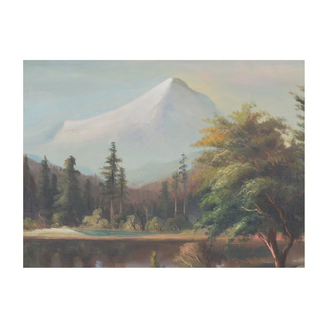 Mount Hood From Clear Lake, Early 20th Century Large-Scale Panoramic Landscape Large-scale panoramic oil painting...