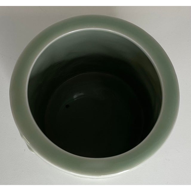 Mid 20th Century Celadon Dragon Brush Pot For Sale - Image 4 of 10