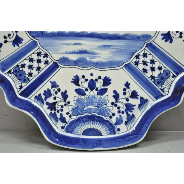 Vintage Blue White Porcelain Delf Style Italian Fisherman Wall Art Charger Plate Chairish