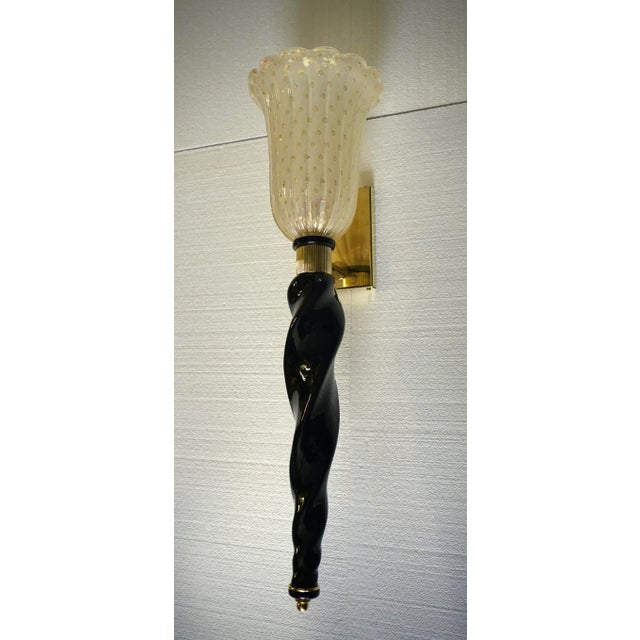 Black Murano Gold and Black Color Glass Wall Light, 2000 For Sale - Image 8 of 10