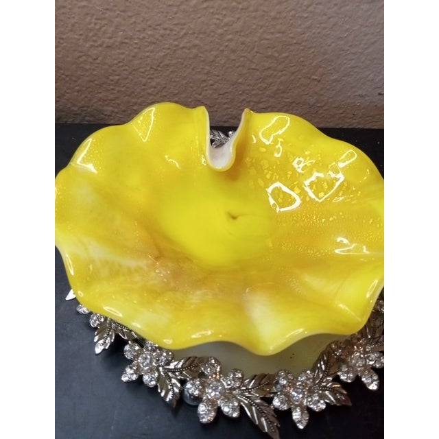 Italian Exquisite Murano Italy Aventurine Canary Yellow Ashtray Bowl For Sale - Image 3 of 6