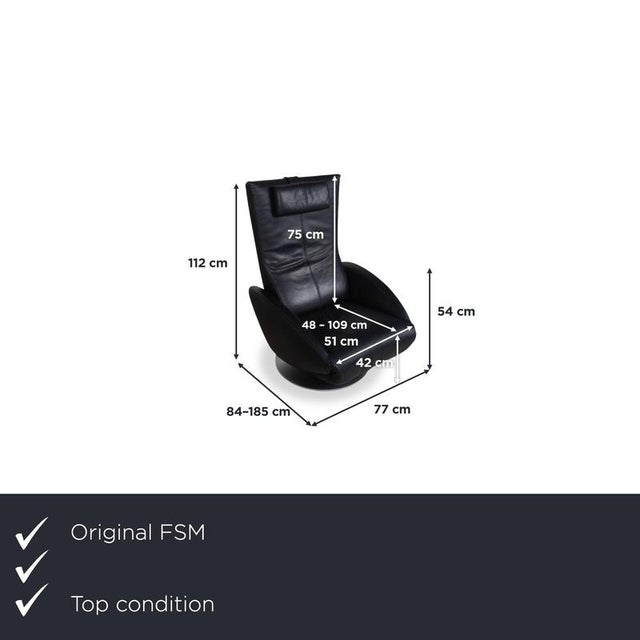 Here you can get a recliner from the Mate series by the German manufacturer FSM, whose black leather upholstery adds a...