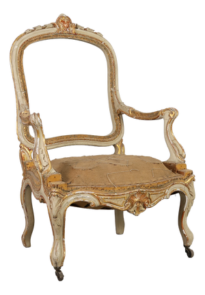 Antique French Louis XV Armchair in Carved Wood, 1800s