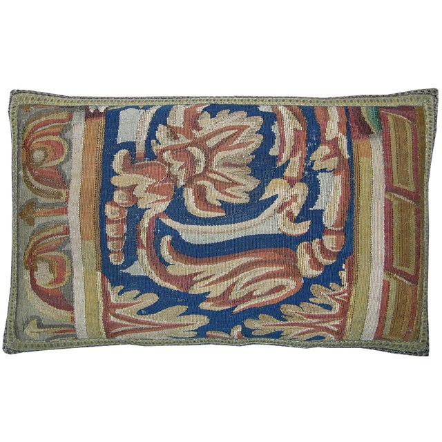 17th Century Antique Brussels Tapestry Pillow For Sale