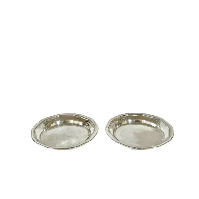 Art Deco Mid 20th Century Pair Vintage Christofle French Silver Plate Wine Bottle Coasters For Sale - Image 3 of 12