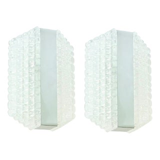 Mid-Century Modern Glass and Chrome Wall Sconces from Kaiser Leuchten, 1960s, Set of 2 For Sale