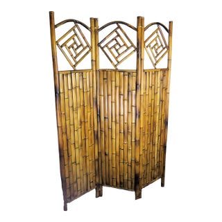 1950s Japanese 3-Panel Bamboo Screen For Sale