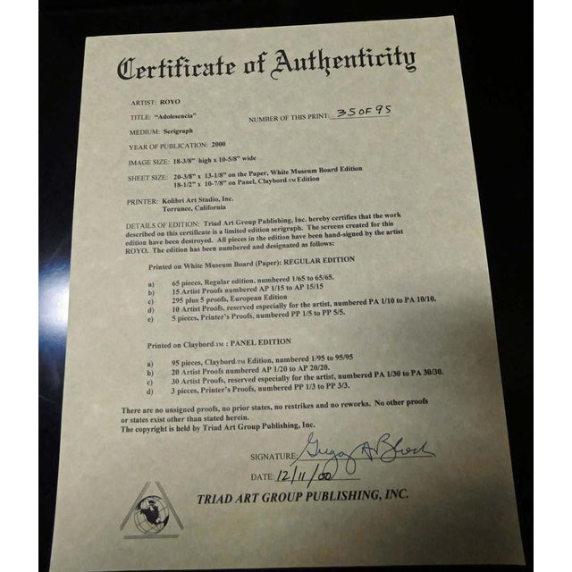 Royo "Adolescencia" Hand Signed Serigraph on Panel #35/95 Framed For Sale - Image 4 of 6