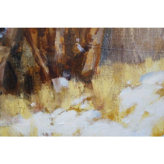 Paper Late 20th Century David Ballew Sunlit Stream New Mexico Winter Plein-Air Oil Painting on Masonite Board For Sale - Image 7 of 11