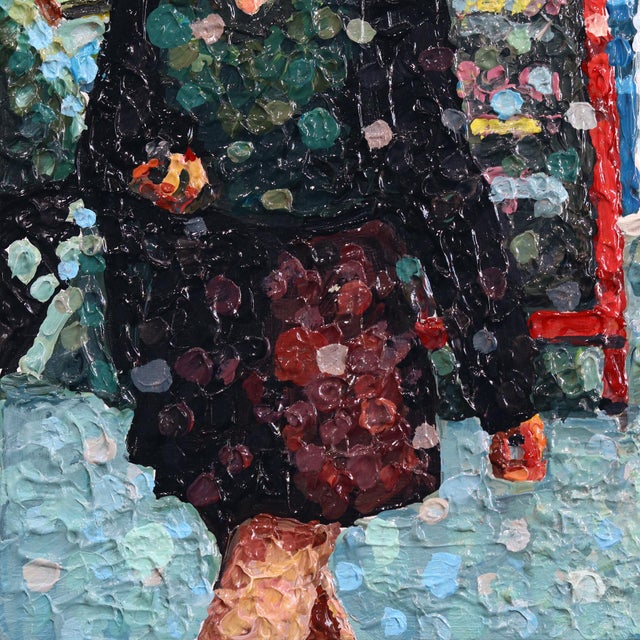 Coming True - Impasto Textural Original Urban Figurative Pointillist Acrylic Painting For Sale - Image 4 of 9