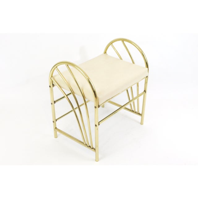 1980's Art Deco Style Gold Metal Vanity Bench Chairish