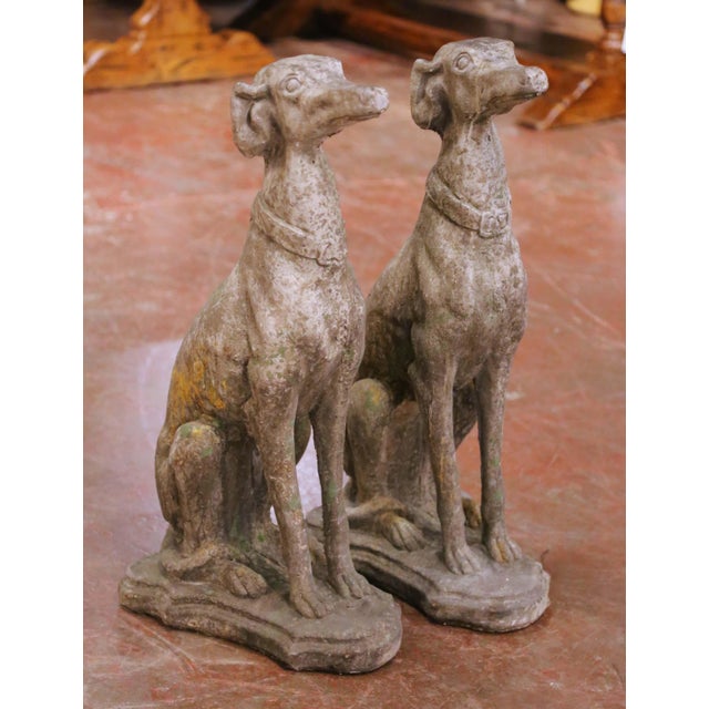 Decorate an outside front door or a backyard with this elegant pair of Lévriers (French for greyhound). Crafted in...