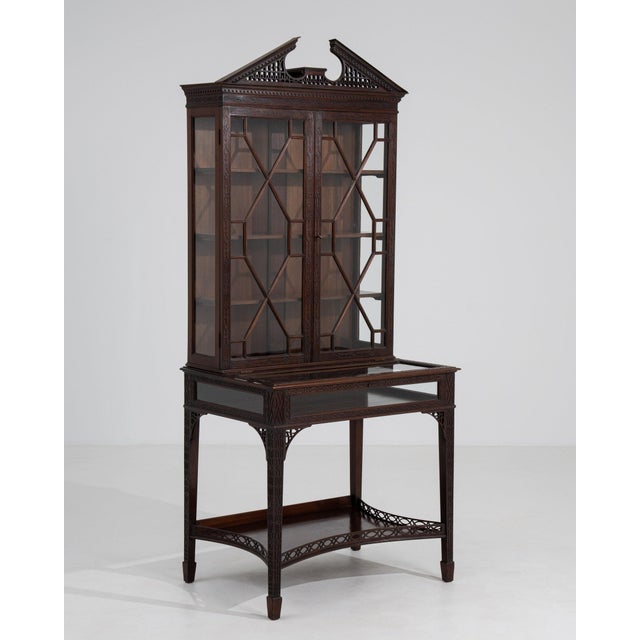19th Century France Chippendale Brown Wood Display Cabinet For Sale - Image 10 of 11