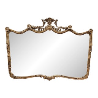 1920s Antique Gilt Rococo Mantel Mirror For Sale