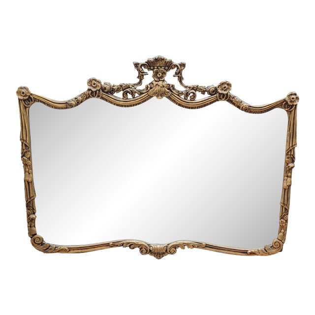 1920s Antique Gilt Rococo Mantel Mirror For Sale