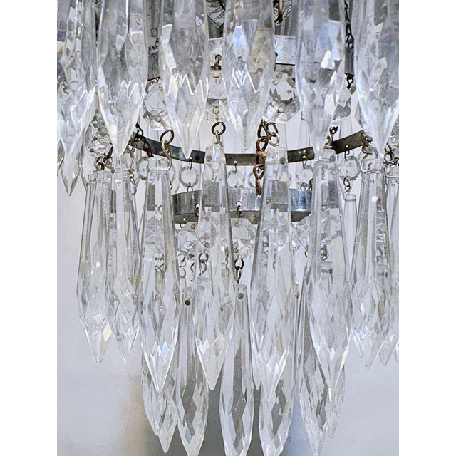 Vintage 1960s Italian Silver Rim Upside Down Layered Chandelier For Sale - Image 4 of 5
