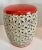 Orange Top Ceramic Detailed Garden Stool or Side Table For Sale In Los Angeles - Image 6 of 13