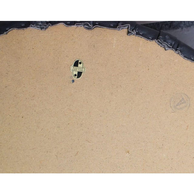 Black Round German Leather Wall Mirrors from Vereinigte Werkstätten München, 1950s, Set of 2 For Sale - Image 8 of 9