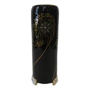 Vintage Fraureuth Saxony Hand Painted Art Deco "Rocket Ship" Vase With Gold Accented Floral Pattern