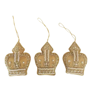 Vintage Royal Collection Beaded Crown Ornaments - Set of 3