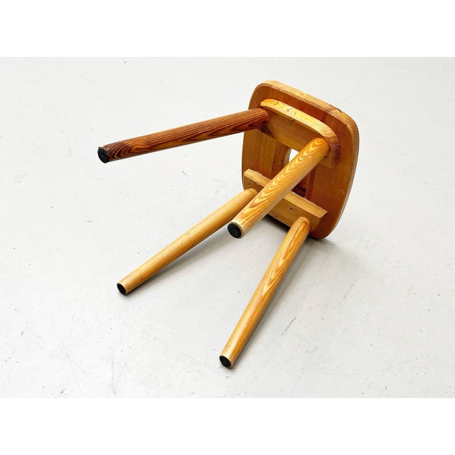 Swiss Wooden Quadripod Stool in Pine For Sale - Image 4 of 16