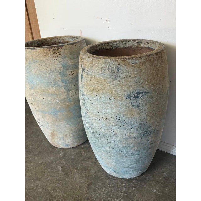 Early 21st Century Pair of Monumental Atelier Vierkant Style Planters - Ocean Blue Patina For Sale - Image 5 of 11