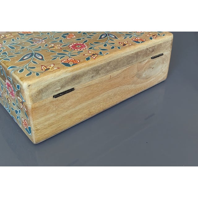 American Wooden Keepsake Boxes With Jacobian Flowers For Sale - Image 3 of 4