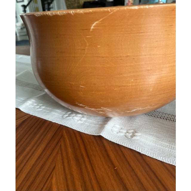 1970s Italian Manzoni Pietro for Vietri Olive Wood Salad Bowl Set- 7 Pieces For Sale - Image 10 of 11
