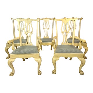 Vintage Shabby Chic Claw Feet Dining Chairs - Set of 5 For Sale