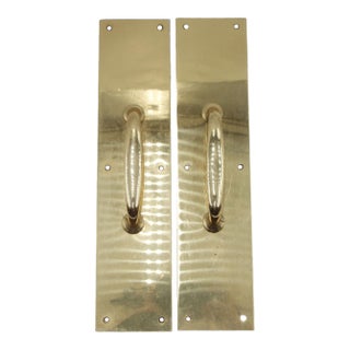 Pair of Late 20th Century Commercial Polished Brass Door Pulls For Sale