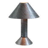 1980s Ron Rezek Galvanized Steel Table Lamp With Brass Accents For Sale