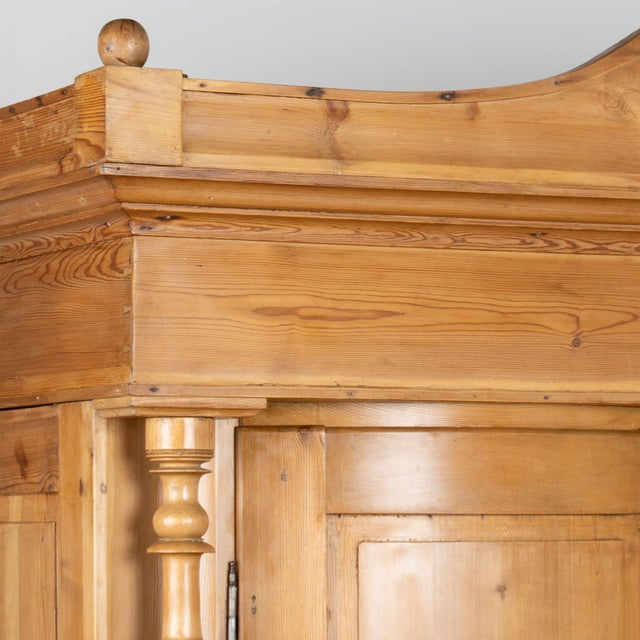 19th Century Large Danish Pine Armoire With Two Bowfront Doors For Sale - Image 4 of 11