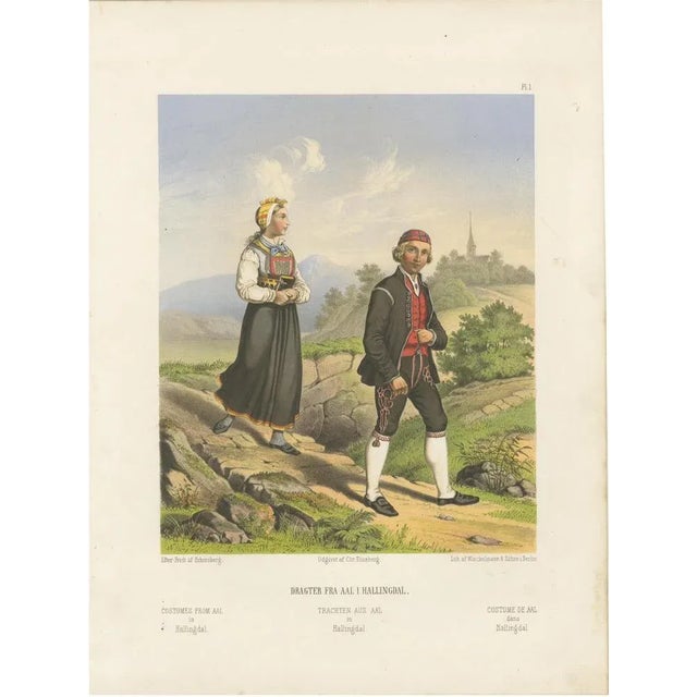 Norwegian Folk Costumes from Aal in Hallingdal Tønsberg, 1860s, Paper For Sale - Image 10 of 10