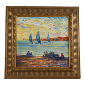 Late 20th Century Signed Phillip Corley "Reflections of a Sailing Day" Oil on Board