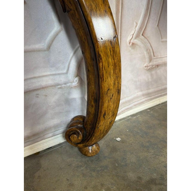 Italian Rococo Style Hand- Carved Walnut Console Table For Sale - Image 4 of 15