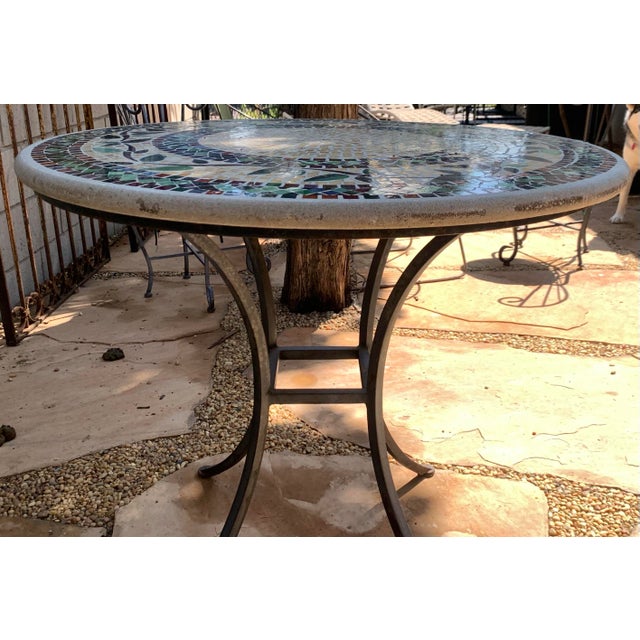 Mosaic Tiled Garden Table For Sale In Los Angeles - Image 6 of 10